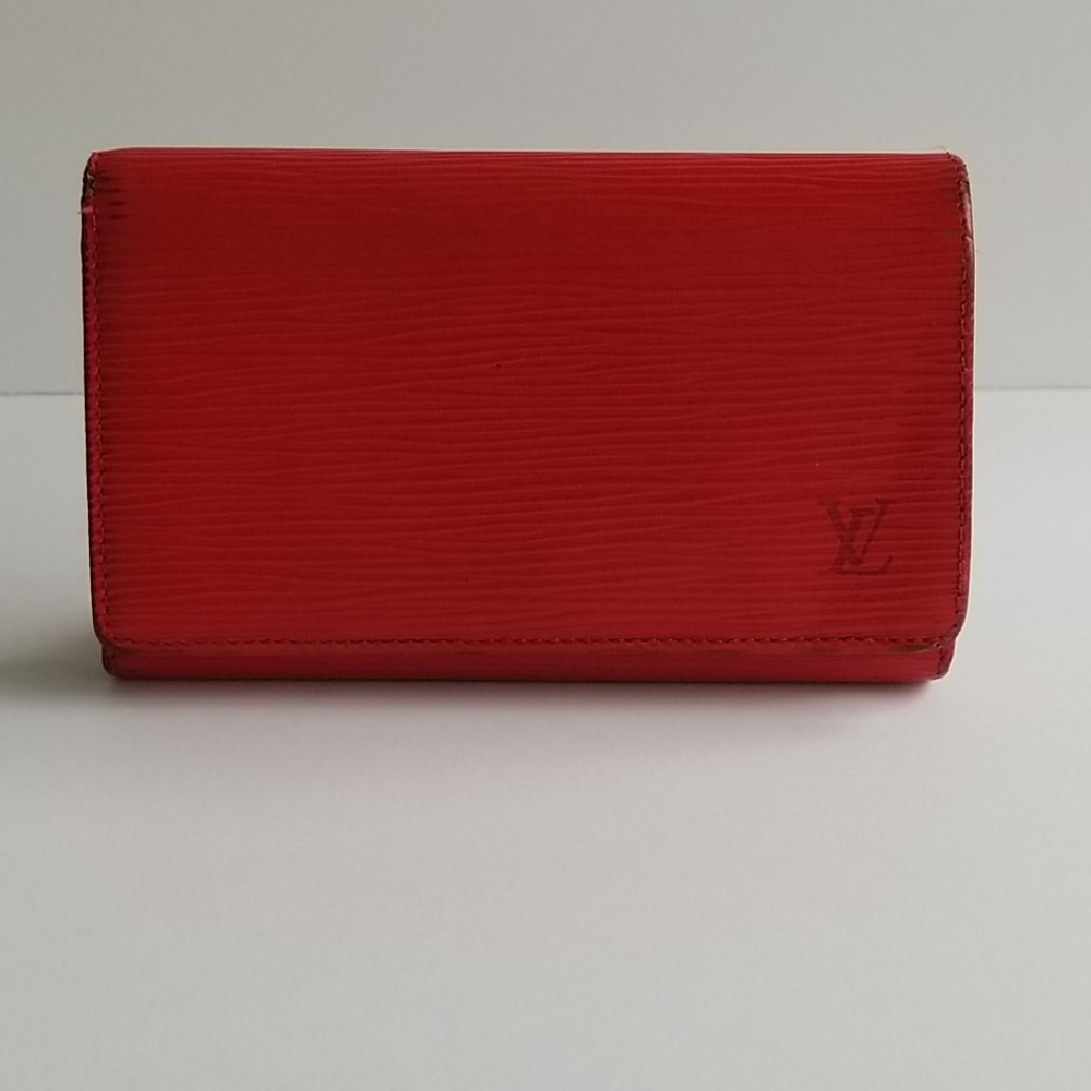 Louis Vuitton Red Epi Porte Monnaie Tresor Wallet - Picture 1 of 16